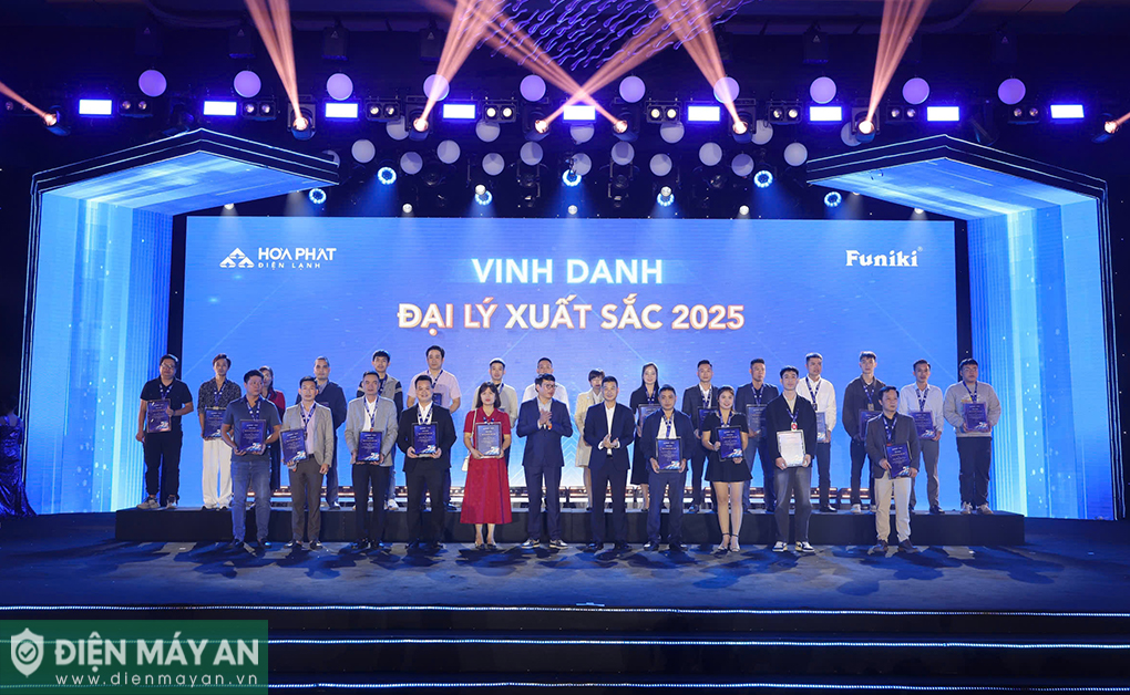 Điện máy AN tiếp tục được vinh danh Đại lý xuất sắc 2025 tại Hội nghị Khách hàng toàn quốc Điện lạnh Hòa Phát